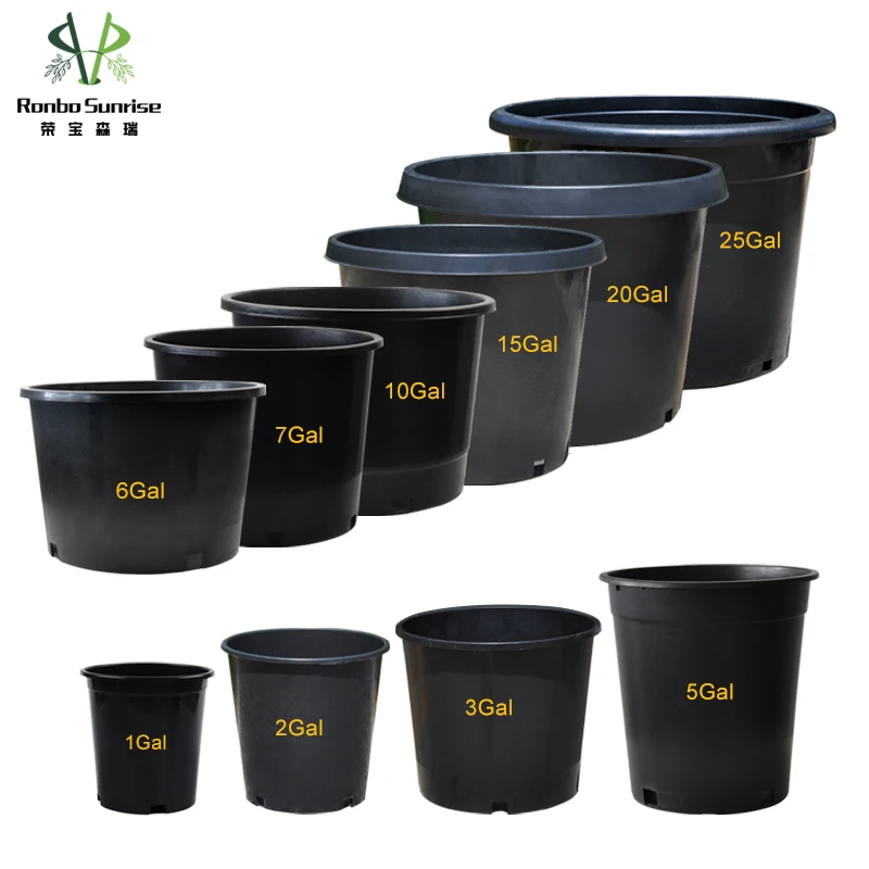 Ronbo Sunrise PP Factory Supply Agricultural Round 2 Gallon Nursery Pots