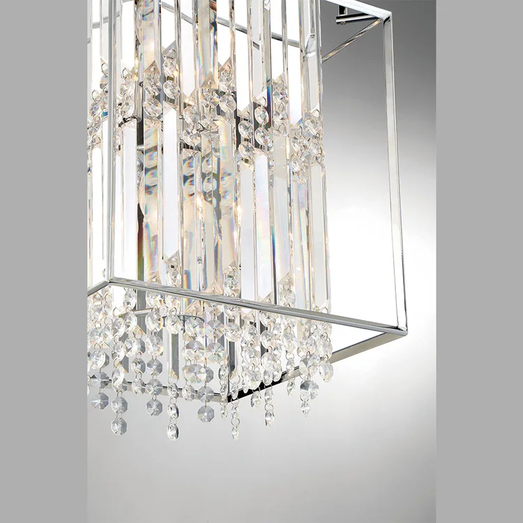 2020 New Luxury 8 Lights Square Ceiling Hanging Chandelier Clear Crystal For Hotel In Chrome Finish
