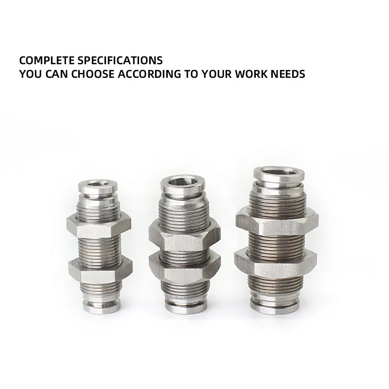 Pneumatic Connection 304 Stainless Steel Bulkhead Union