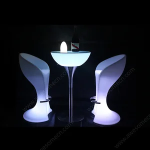 Modern White PE Plastic LED Light up Bar Table for Living Room Restaurant & Hotel Cocktail & Dining Use Outdoor Application