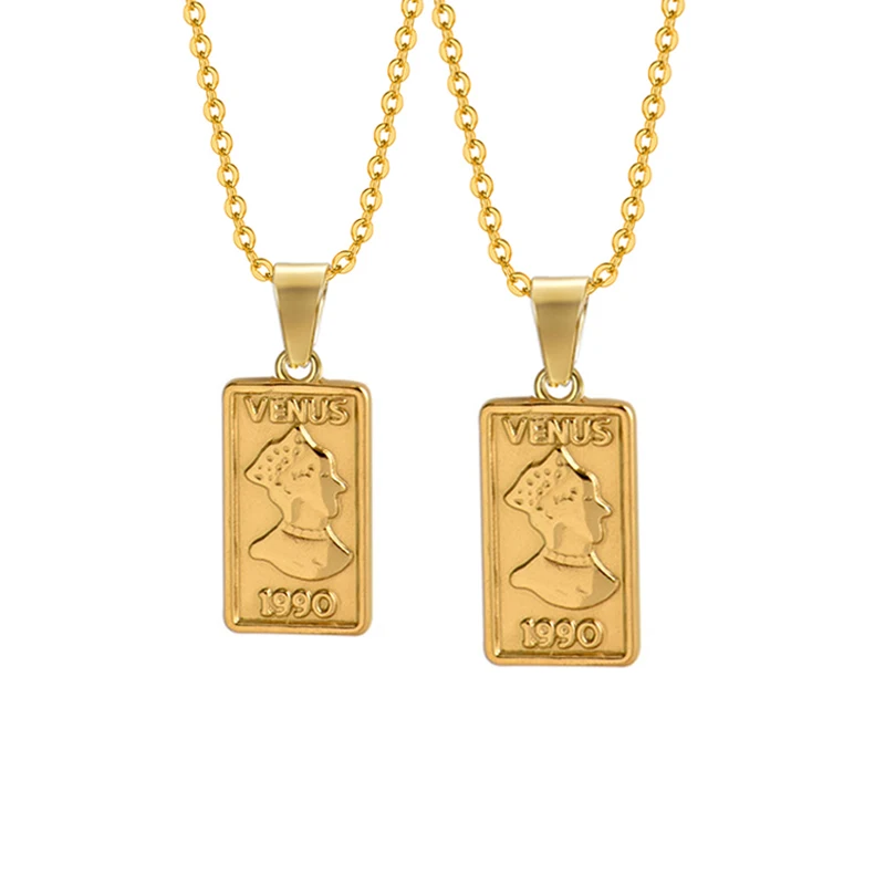 アクセサリー 19so 24/7 18k necklace 18K Gold Elizabeth Portrait Pendant Necklace for Women | Trendy