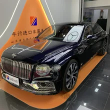 2022 Euro Flying Spur Interior, Imperial Blue Saddle Double LED Camera Electric Light 4.0T V8 Exterior, Deep Sapphire Blue Brown