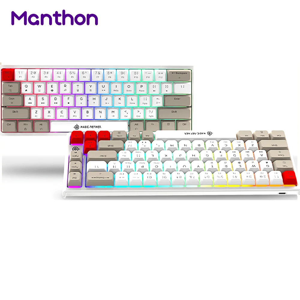 67 Keys 60% 60% Direct Shipping Gaming Mechanical Keyboard with DIY Red White Keys