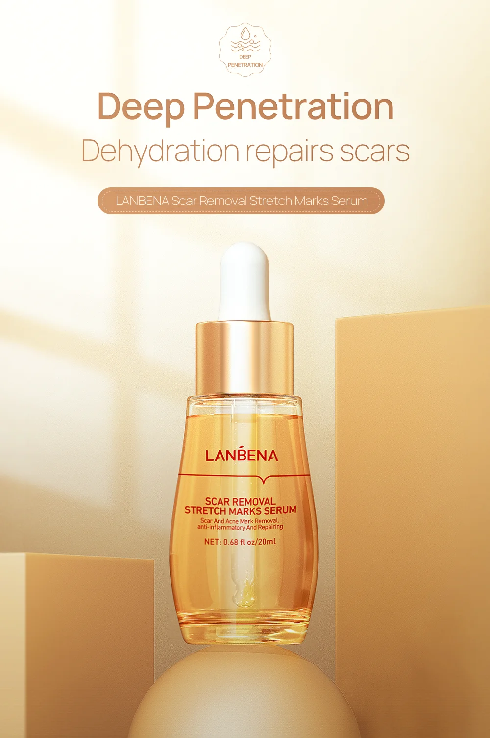 LANBENA Organic Scar Remover Acne Scar Removal Repair Stretch Marks Serum