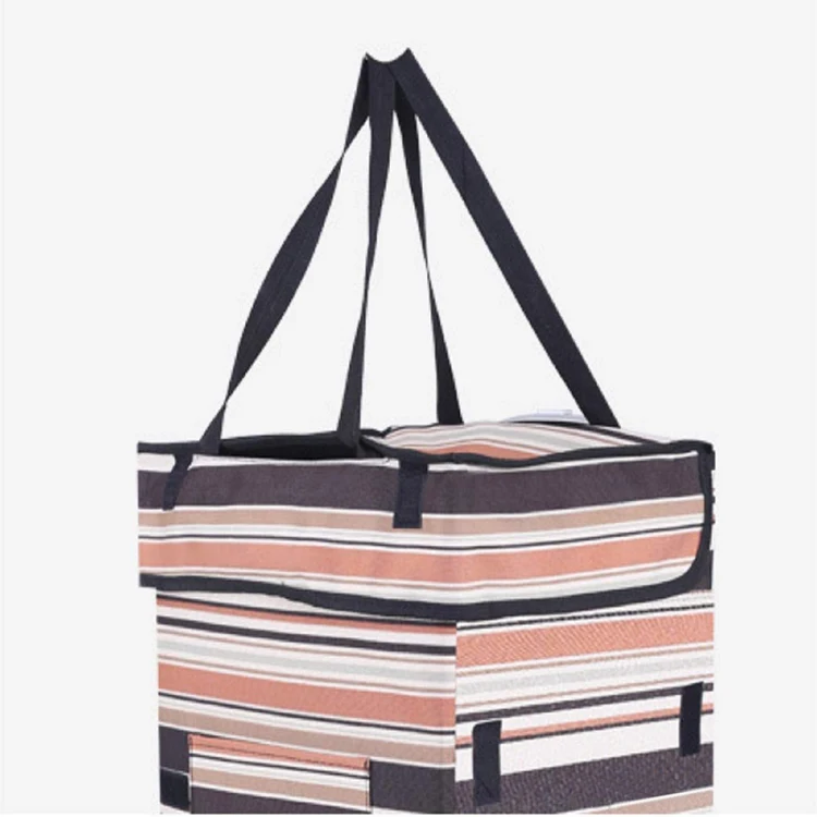 Collapsible & Telescoping Handle Waterproof Foldable Shopping Trolley Bag with Wheel Cartoon Pattern Carry-on for Vegetables
