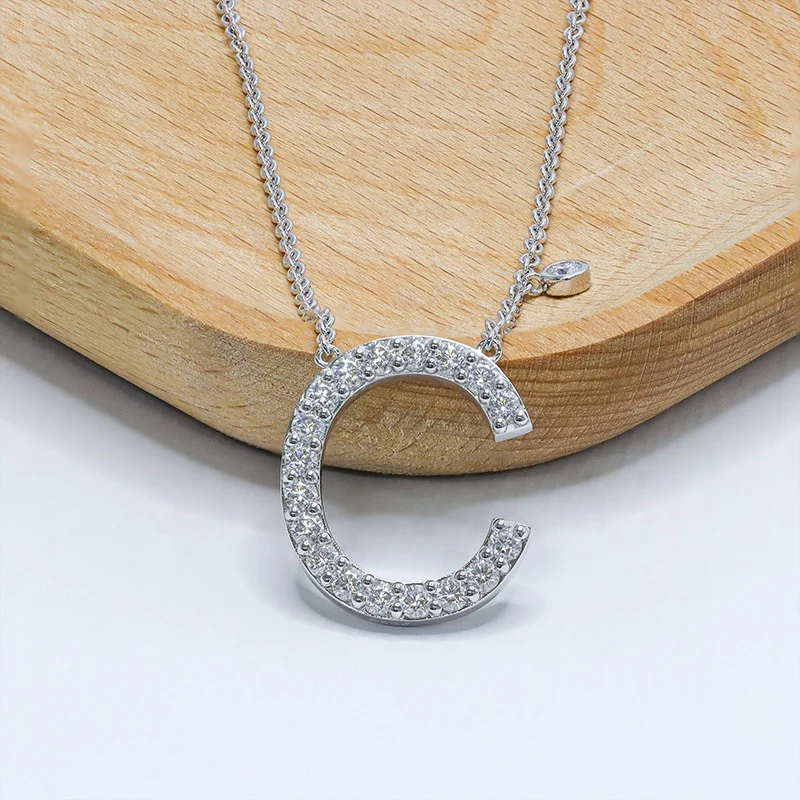 Custom VVS1 Moissanite Letter C Pendant Necklace Wholesale