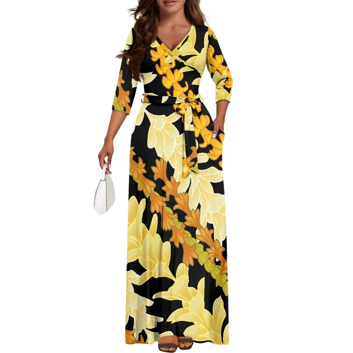 open lace back dress Hawaiian Retreat Strapless Maxi Dress Orange