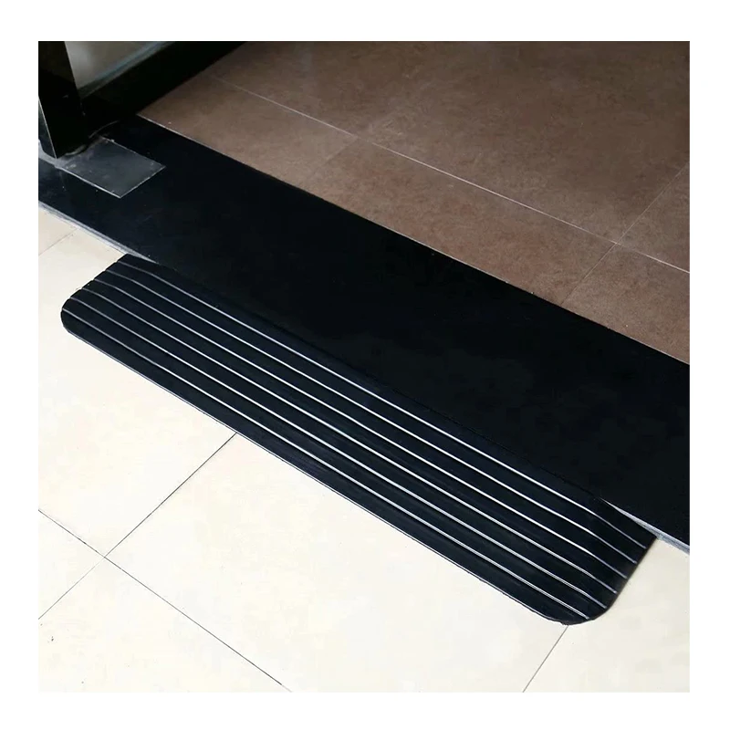 Solid Rubber 2.5'' Rise Wheelchair Threshold Door Ramp with Wing Edges Speed Bump Accessory