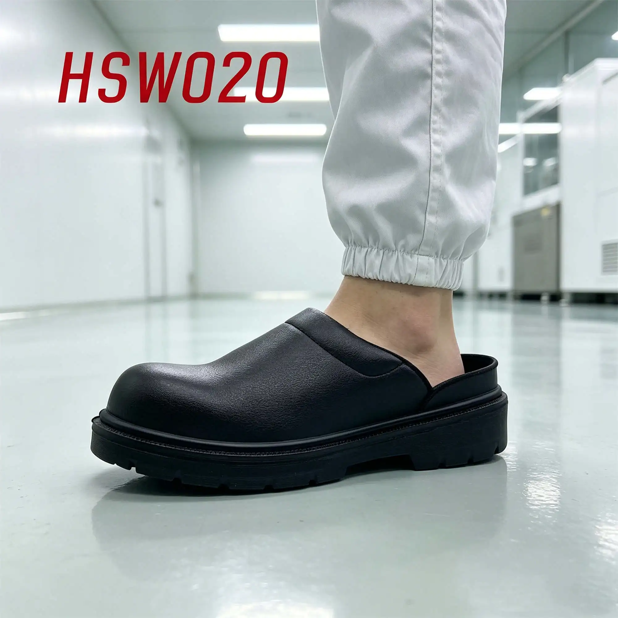 ZYF,Hospital Cleanroom Steel Toe Cap Insert White/black Safety Shoes Sanitary Workplace Anti-bacteria Security slippers HSW020