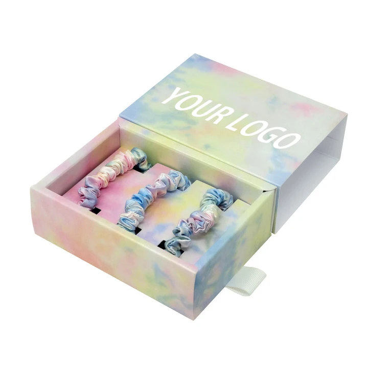 High Quality Custom Elastic Hair Band Tie-dye Process 100% Mulberry Silk Scrunchies Set