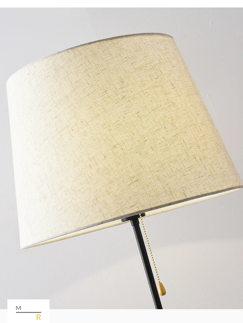 Fixation modern three legged support lighting living room fabrics lampshade Wooden base floor lamp