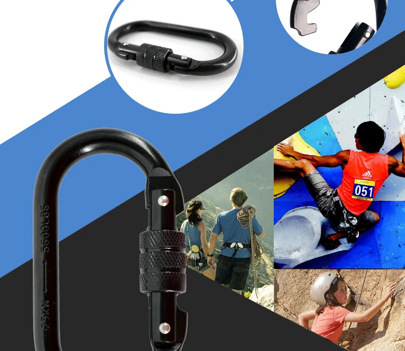 BT-2441 Heavy Duty 25kn Lifting Self-locking Carabiner Oversized Lock Oval Metal Snap Clip Carabiner