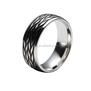 High Quality 8mm Wheat Engraved Black Oil Finish Cobalt Chrome Rings for Men