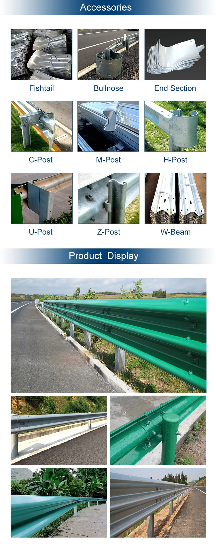 Traffic Safety Barrier W Beam Guard Rails Protecting Road Used Safety