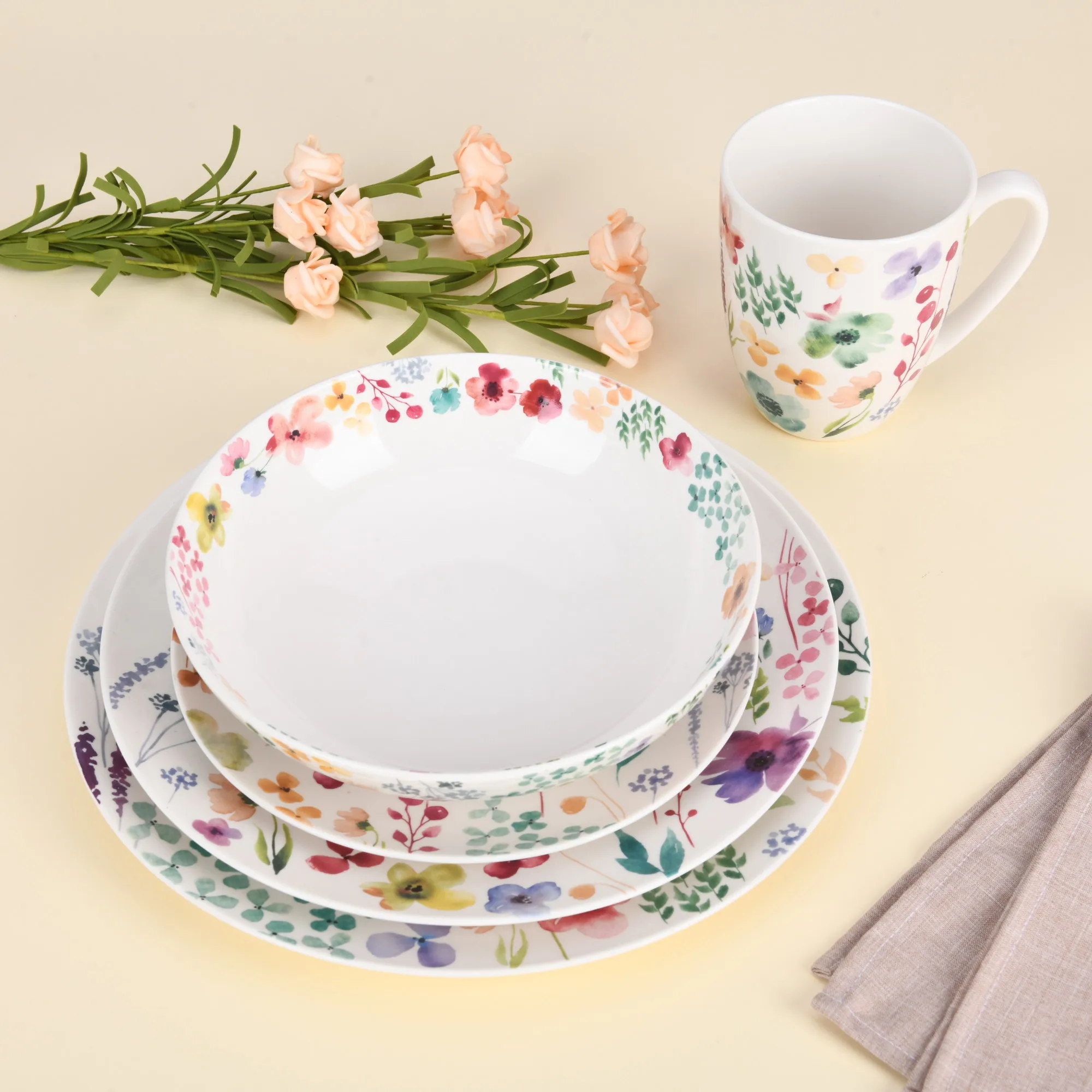 Dinner Set Plate Ceramic Porcelain Floral Design Luxury Cheap Wholesale