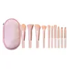 Ensemble de 10 pinceaux portables rose pêche