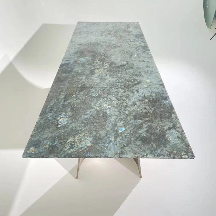 2022 Latest Granite Dining Table Design Lemurian Labradorite Blue Granite Dining Table