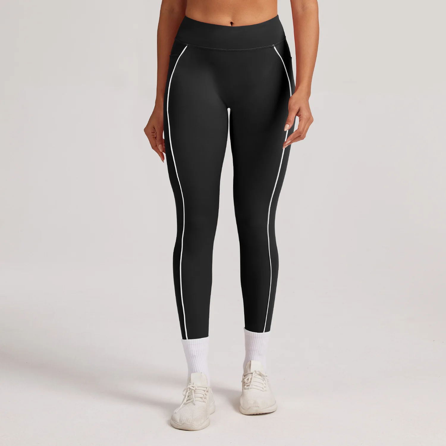 Color Block Patchwork for Tummy Control Quick-Dry Tight Full-Length Sports Yoga Pants Ou