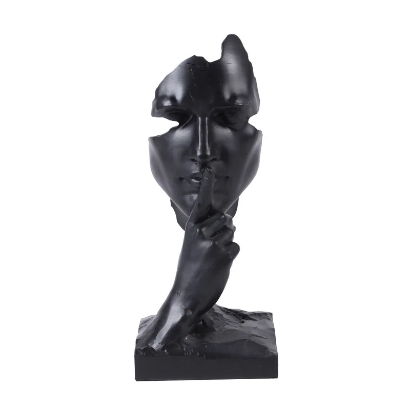 Résine abstraite le silence est une figure d'or résine artisanale hommes silencieux statues de femmes sculpture pour le bureau décor de la maison cadeau