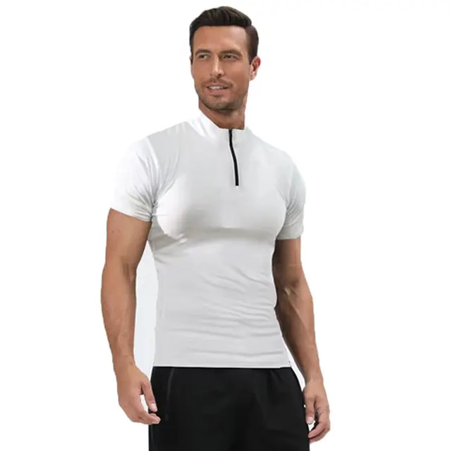 Workout Jersey T Shirts Active Athletic Gym wear Golf Polo mens 1/4 Zipper pullover Quick Dry work out fitness pickleba t shirts