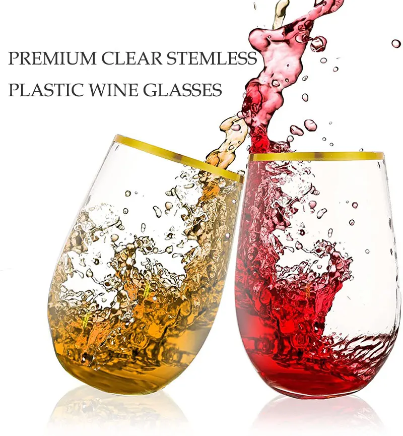 Bulk Pet Or Acrylic Plastic Wine Glass 14oz Custom Party