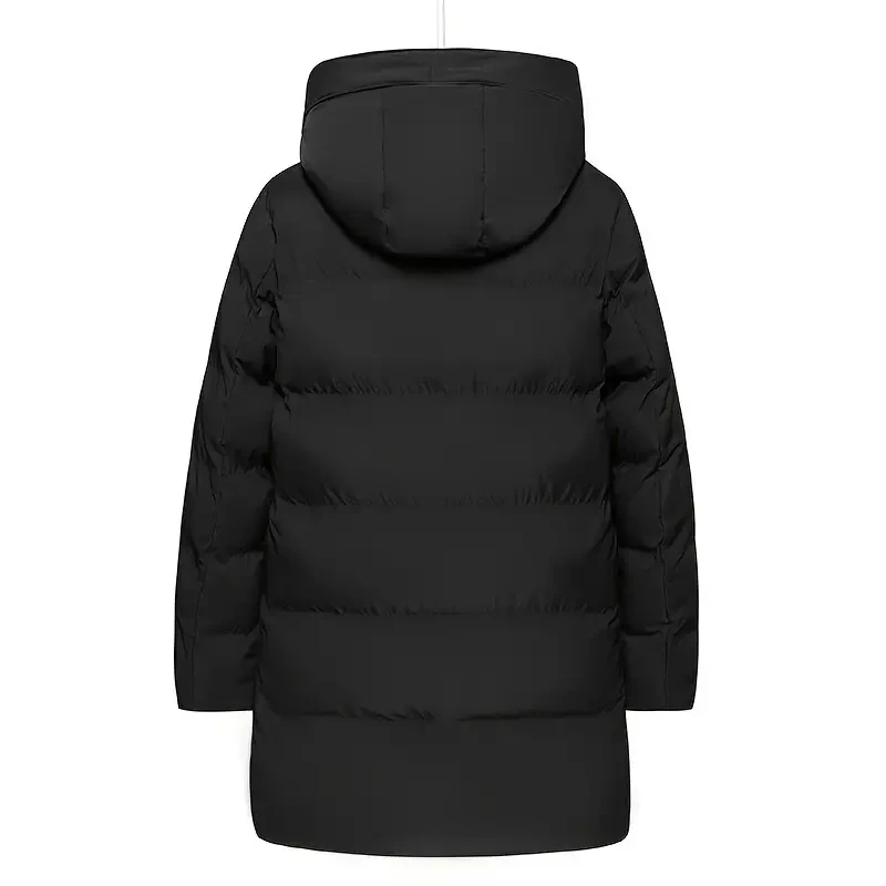 Warm Hooded Mid-length Jacket, Men's Casual Zip up Jacket Overcoat for Fall Winter Outdoor