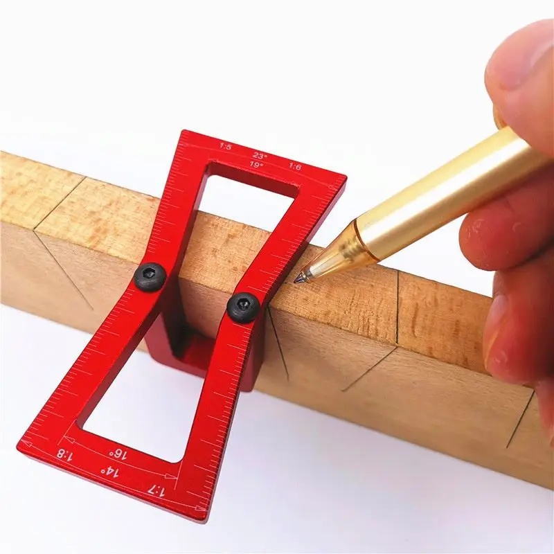 TEBAK W-33 1:5-1:6 and 1:7-1:8 Dovetail Marker Aluminum Alloy Jig Guide With Scale Wood Joints Dovetai Marking Gauge Template