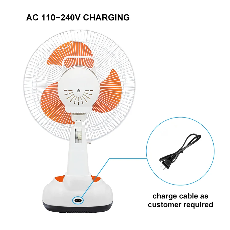 Multifunctional 12-Inch Mini Table Solar Charger Fan with USB Rechargeable Panel 14-Inch & 16-Inch Desks for Car Use