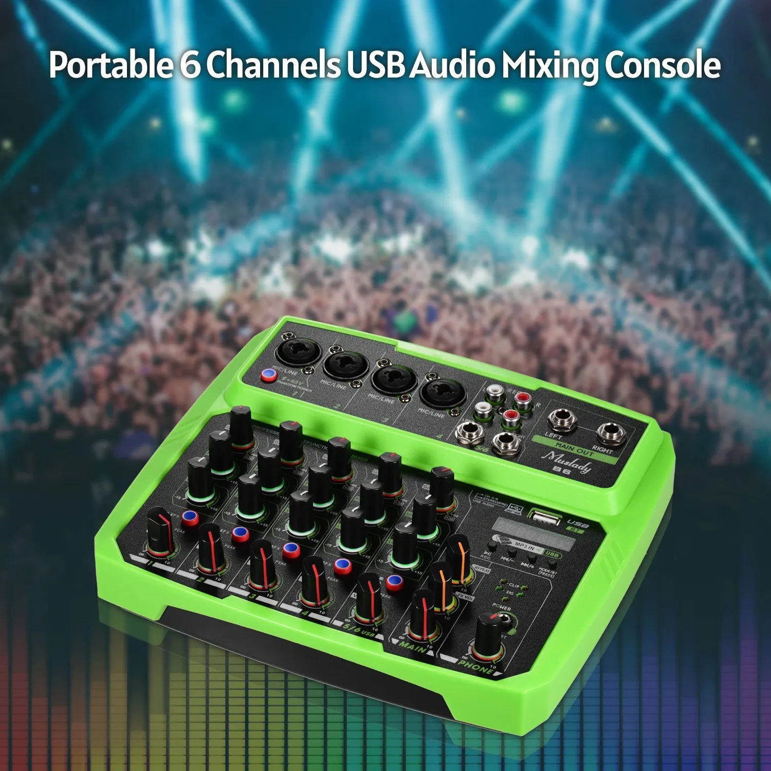 Muslady B6 Portable 6 Channels Audio Mixer with BT Support