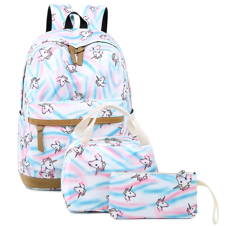 Girls Unicorn lunch bag & water personalised sports bottle set 