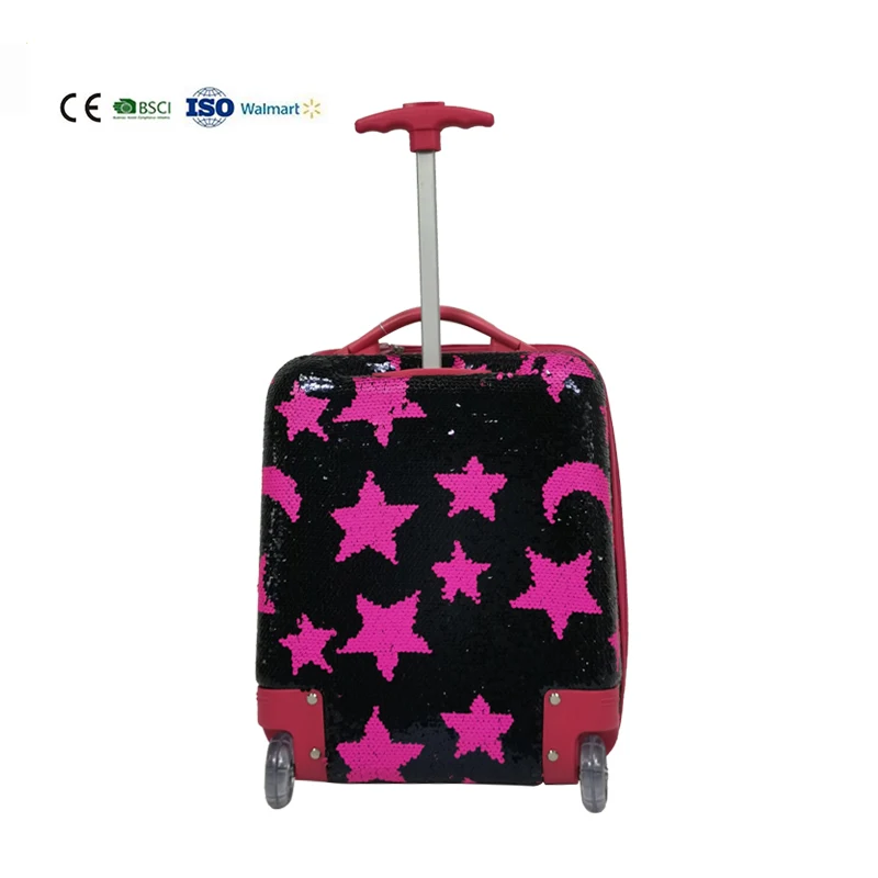 Unique Double Reverse Sequins Bling Design Magic Reversible Sequins 18 Inch Traveling Luggage Suitcase for Woman and Kids