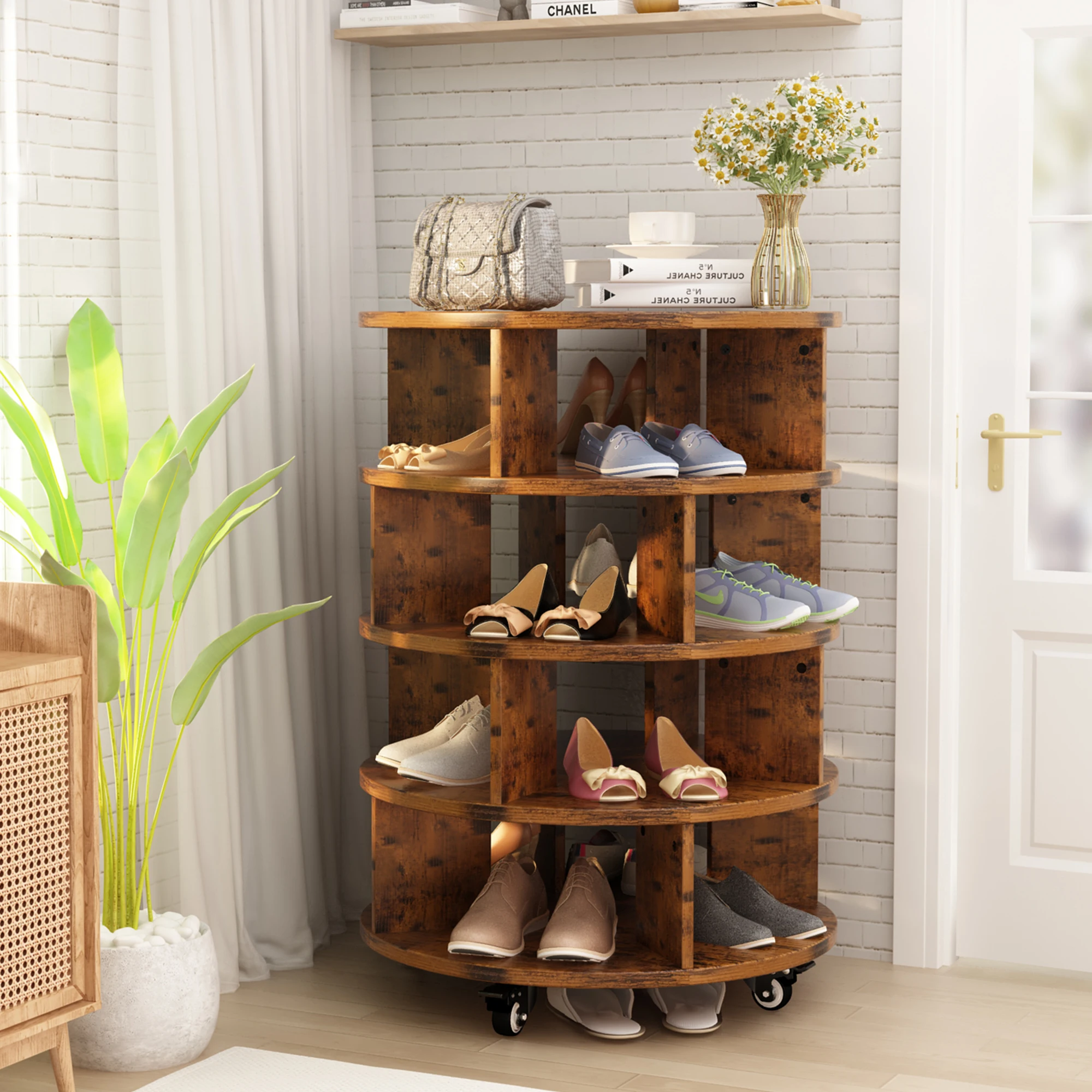 Free Rotating MDF Board High Quality Shoe Storage Organizer for Entryway  Living Room Furniture Wooden Shoe Rack Storage Cabinet