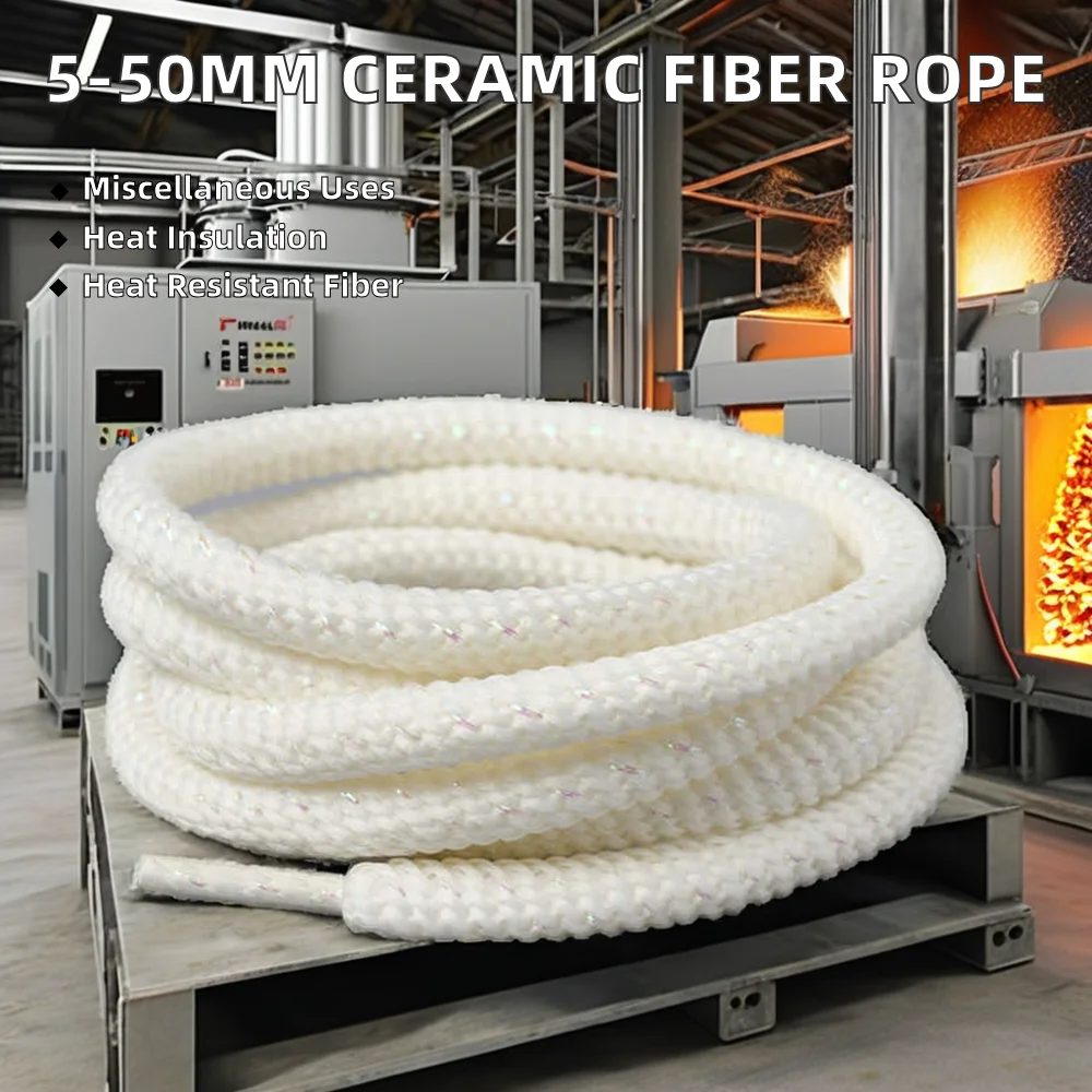 GON22 1260/1430 Ceramic Fiber Twisted Square Rope 5-50MM Refractory Sealing Thermal Insulation