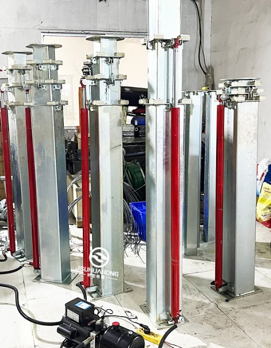 Hydraulic Cylinder Telescoping Mast-Push-Up Pole Antenna Light Tower CCTV Use CE Certified Cable Hoist Yellow/White 1 Year
