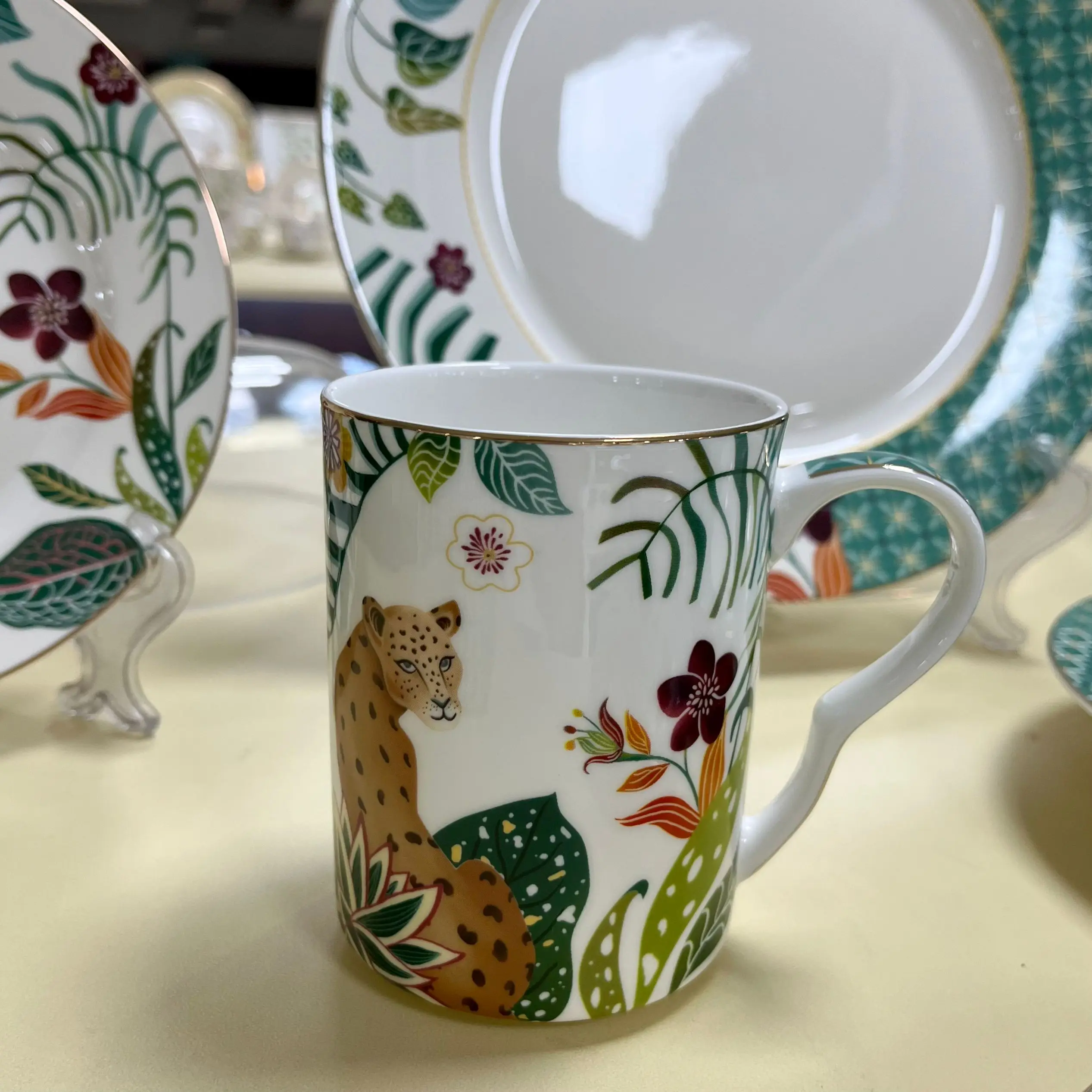 Taohui 1 Set Mug Tiger Animal Ceramic Tea Cup Porcelain Drinking Cappuccino 220ml Cups and Saucers details