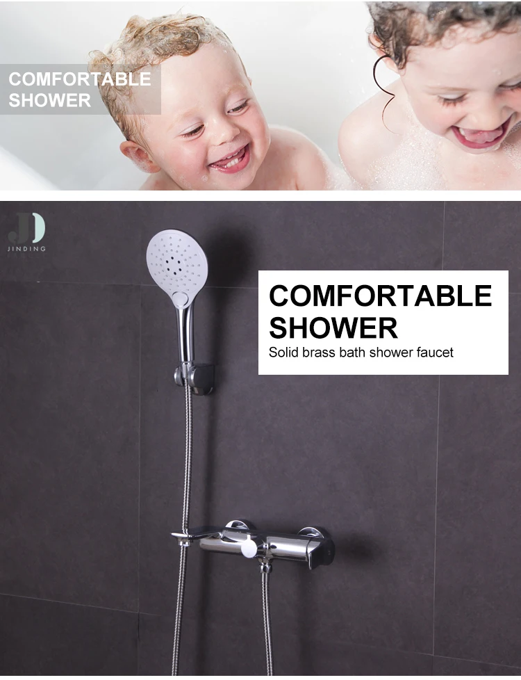 Juego de mezclador de ducha fría y caliente para baño de pared cromado