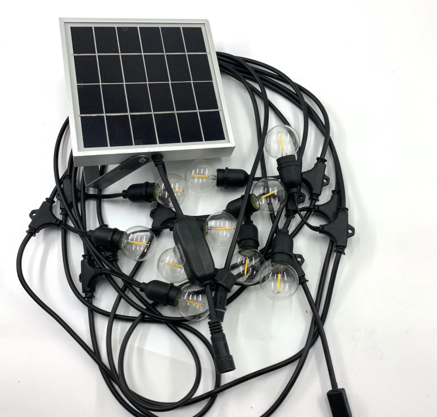 6W 6V Solar Light String 10m 15pcs E12 Solar Led String Garden Plastic G40 Filament Bulb Led Solar String