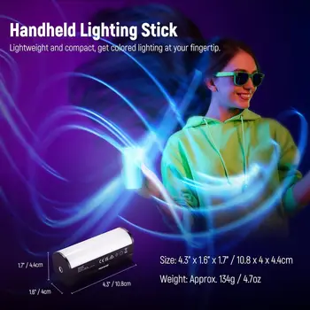 NEEWER Magnetic Handheld Light Wand TL96 RGB Full Mini LED Video Light Stick Camera Tube Light for Studio Photography detail image