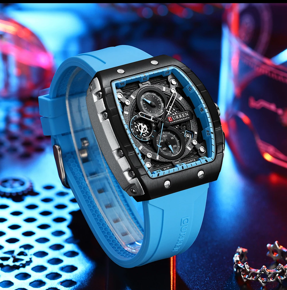CURREN 8442 Luxury Men's Sport Quartz Watch - Waterproof Silicone ...
