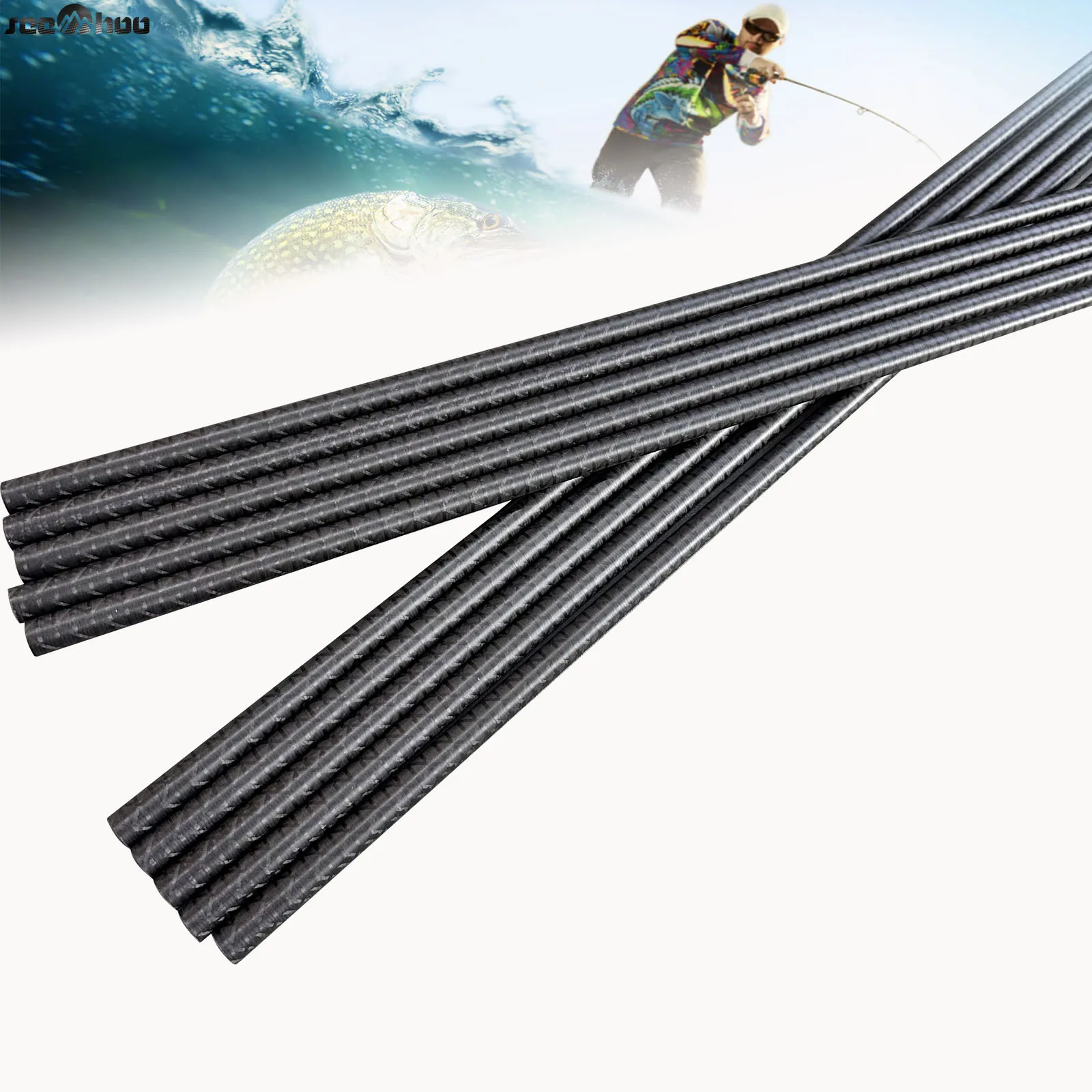 Seehoo Single Section Fishing Power Fast Action Korean SK High Carbon Fiber Blank Lure Rod Stick Crane Rod DIY Building Rod