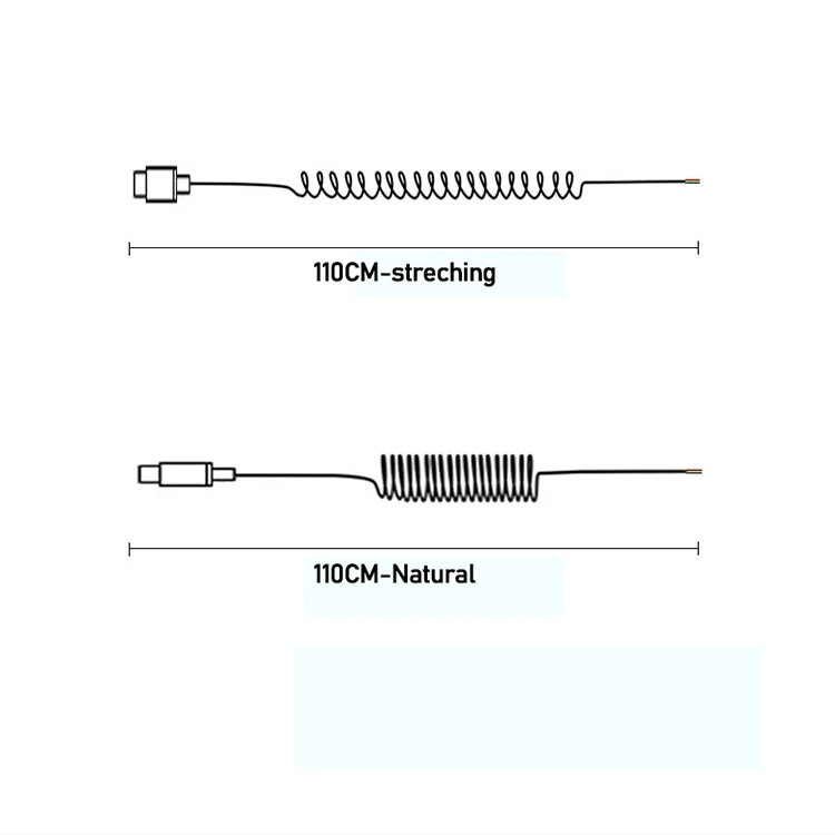 Coiled Spring Wire USB to Open 4 Tinned Bare Wires End Cable coiled usb cable usb coiled cable spiral cable coiled usb white coiled usb data cable usb cable spring design spring usb cable usb spring wire cable