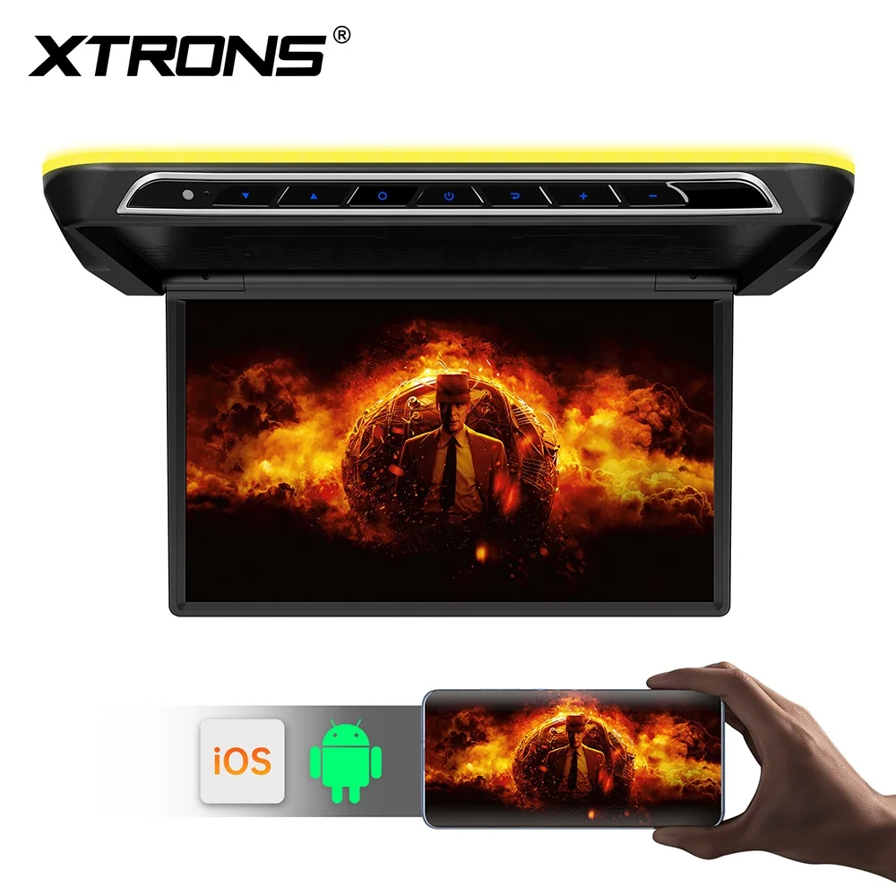 XTRONS 17.3" Motorized Android Car TV Auto Flip Down Monitor with FHD IPS Screen 8K Car Roof Player FM USB SD