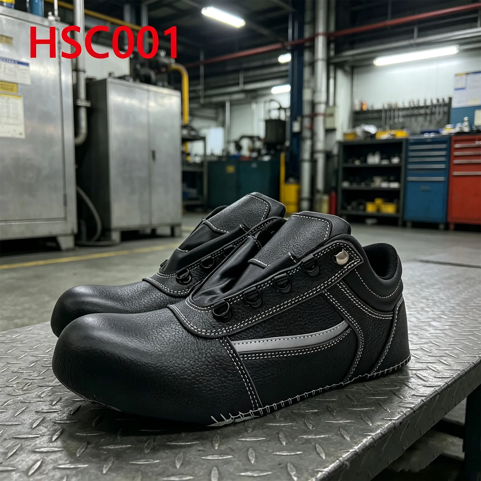 ZYF,work Site Full Grain Plaid Leather Lasted Safety Shoes Upper Factory Price Reflective Trim Hua Singh Labor Shoes Vamp HSC001