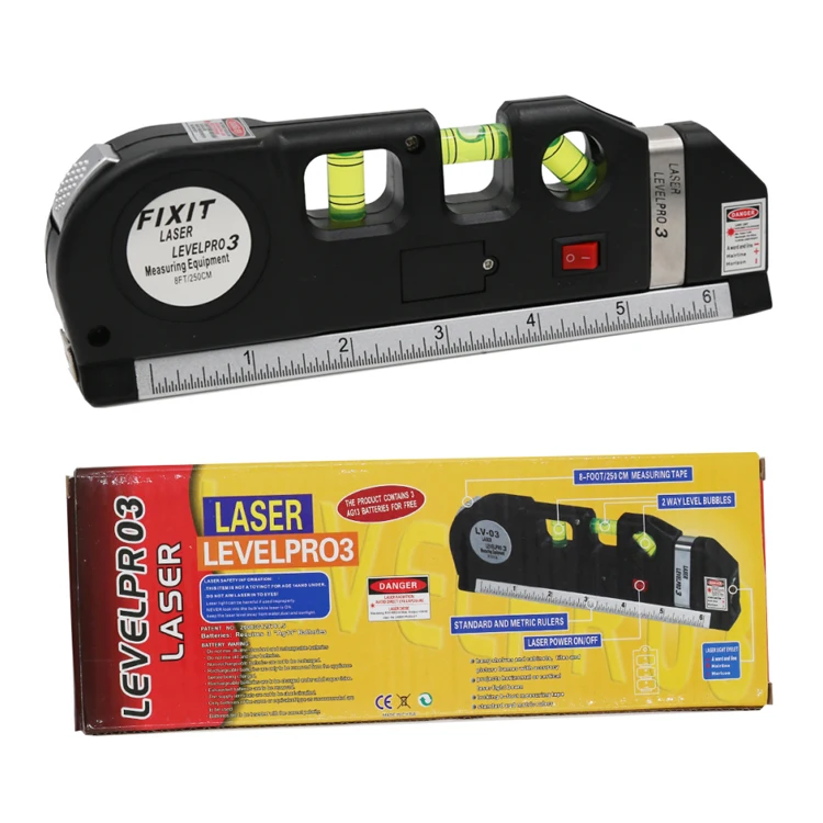 Multi-purpose Horizon Vertical Cross Line With Tape Measure And Ruler Beam Tool Laser Level With Tripod Shelf Bracket