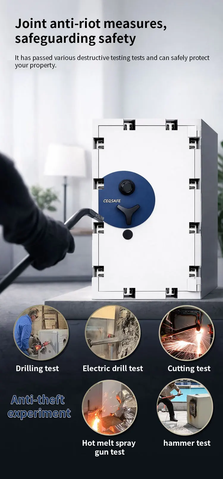mk 894 ceqsafe digital fingerprint combination lock white 50mm door thickness two hours fireproof home safe box-8