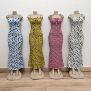 Summer Women's Fashion Floral Print Casual Sexy Sleeveless Elegant Beach Vacation Tight Dress