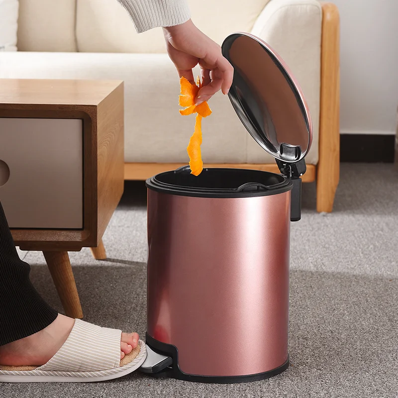 Household Kitchen Waste Bins Bathroom Pedal Bin Stainless Steel Trash