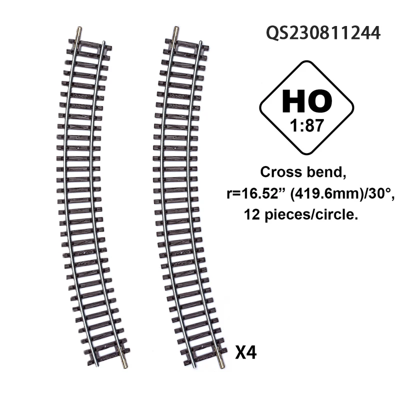QS Customized Railway Toy 4PCS 1:87 HO Scale Simulation G1 Straight Bend Rail Model Miniature Train Track Toys for Kids Play