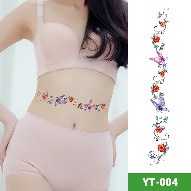 Sexy Women Arm Waist Tattoo Sticker Wedding Chest Design Stencils Bride Water Transfer Body Decorative Art Temporary