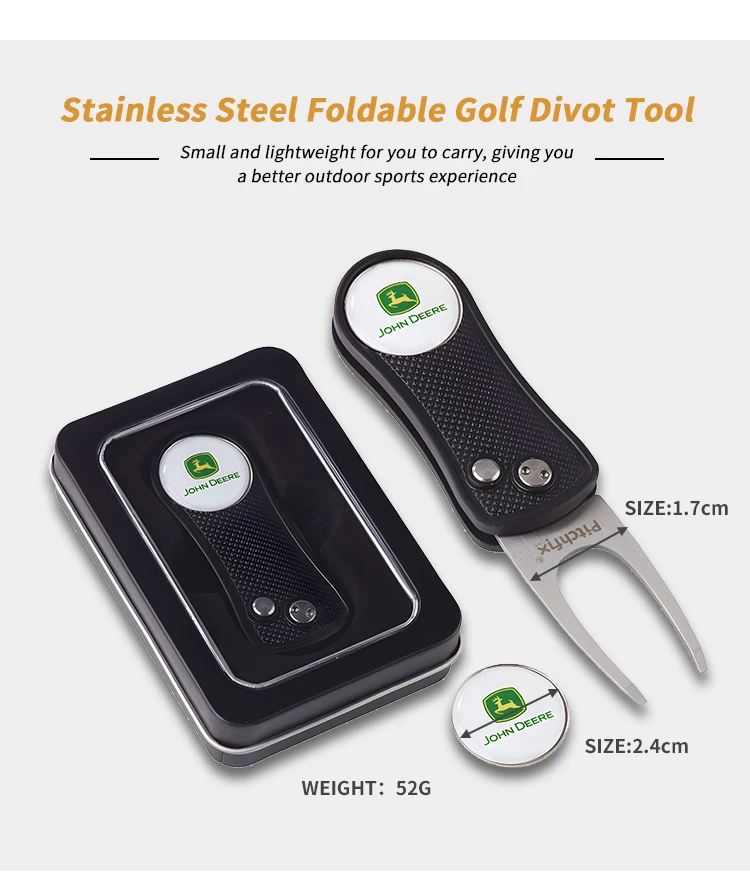 Custom Logo Golf Divot Tools Pitchfork Ball Marker Set Stainless Steel